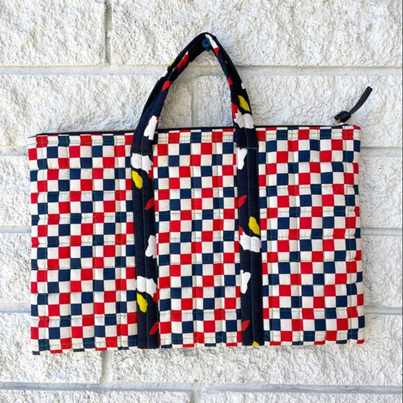 NWT Clare V. Checkerboard Navy Red Laptop Case - Picture 9 of 9